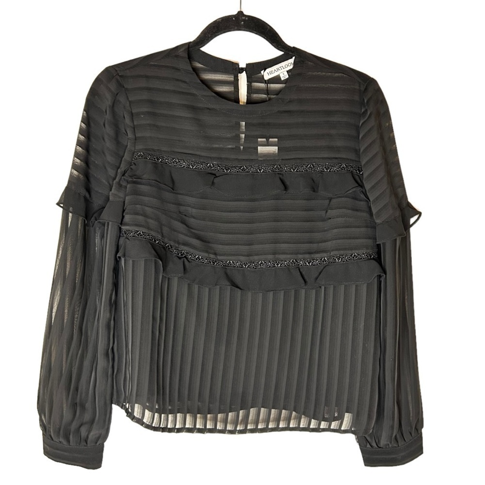 Heartloom Shilla Ruffle Black Long Sleeve Blouse